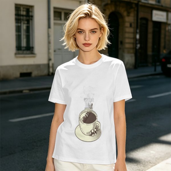 Olive T-Shirt With Hot Cocoa Cup And Marshmallows Graphic Print