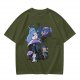 Olive T-Shirt with Whimsical Fantasy Creature and Character Print