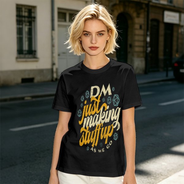 Olive T-Shirt With 'DM Just Making Stuff Up As We Go' Print