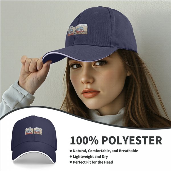 Black baseball cap with funny shark seafood diet meme print