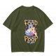 Olive t-shirt with funny pigeon pizza 'Give me food or I will poop' print