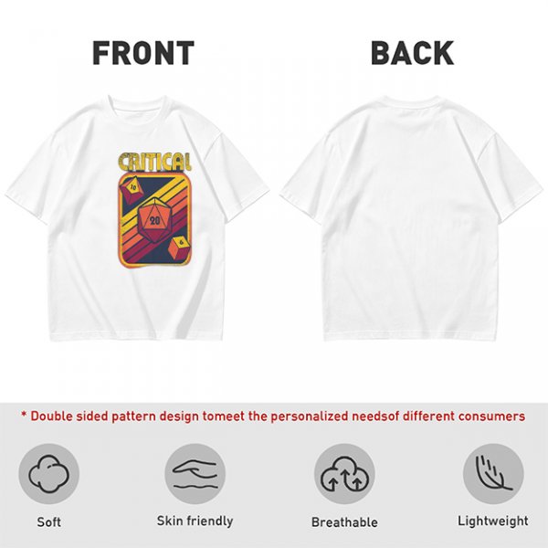 Retro Critical D20 Dice T-Shirt for Tabletop RPG Fans