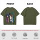 Anime Character Graphic Olive Green T-Shirt