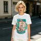 Olive T-Shirt with Cartoon Pirate Ship Blue Sea Cruise Print