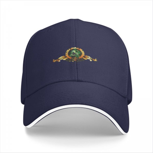 Black Baseball Cap With Golden Emblem Print