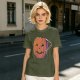 Olive Halloween T-Shirt with Skeleton Arm Jack-o'-Lantern Graphic