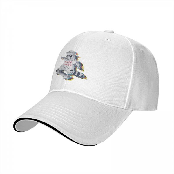 Black Baseball Cap With Skateboarding Raccoon Trash Panda Graphic