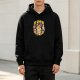 Black hoodie with retro space-themed graphic print