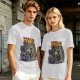 Olive graphic t-shirt with Back to the Trash raccoon design