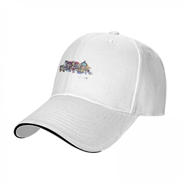 Black Baseball Cap With Cute Chibi Anime Character Group Print