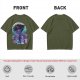 Anime character silhouette graphic tee with stylized purple and blue art