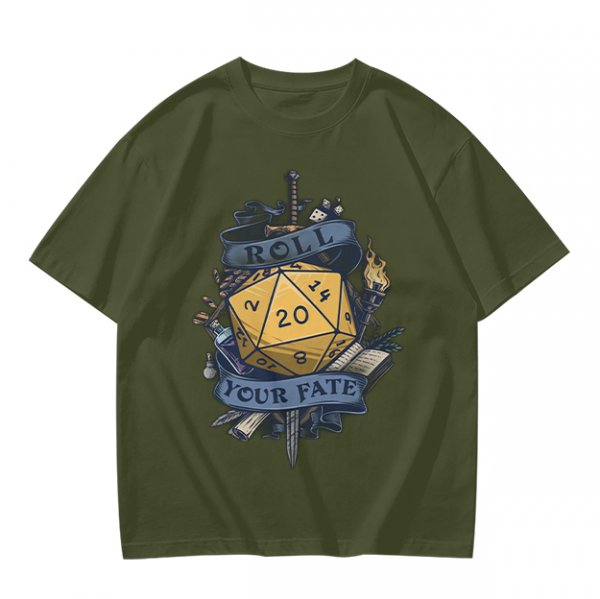 Roll Your Fate D20 Dice Graphic T-Shirt For Tabletop RPG Fans