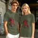 Olive Green T-Shirt With Cute Deadpool Dog Graphic Print
