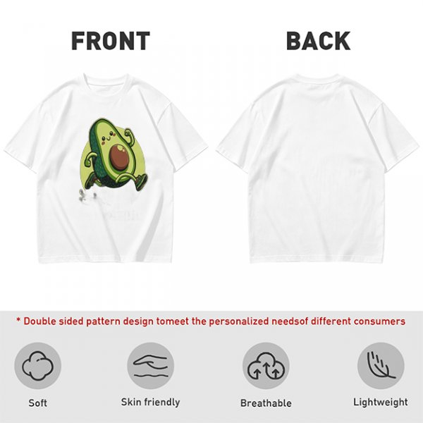 Olive Green T-Shirt with Cute Running Avocado Graphic