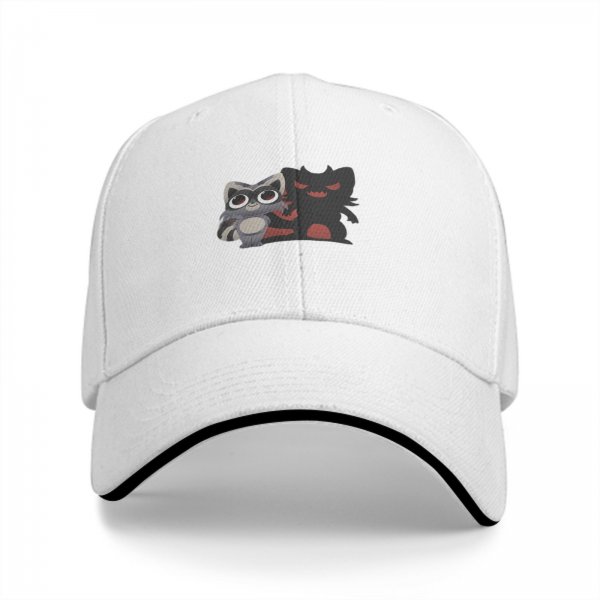 Black Baseball Cap With Cute Raccoon And Evil Shadow Graphic