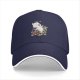 Black Baseball Cap With Cute Fantasy Creature And Floral Print