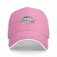 Black baseball cap with kitties and rainbow graphic