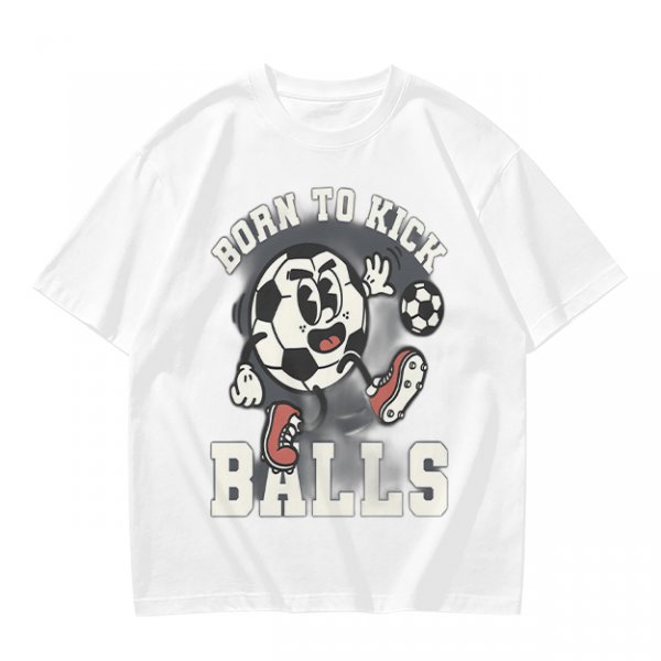 Olive Soccer Graphic T-Shirt with 'Born To Kick Balls' Print