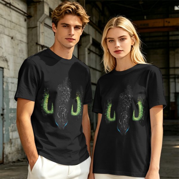 Olive Green T-Shirt With Dark Monster Face Graphic Print