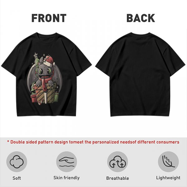 Christmas Toothless Dragon T-Shirt with Holiday Gifts and Decor