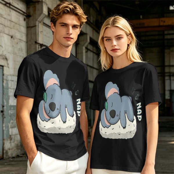 Olive T-Shirt with Sleeping Koala Nap Graphic