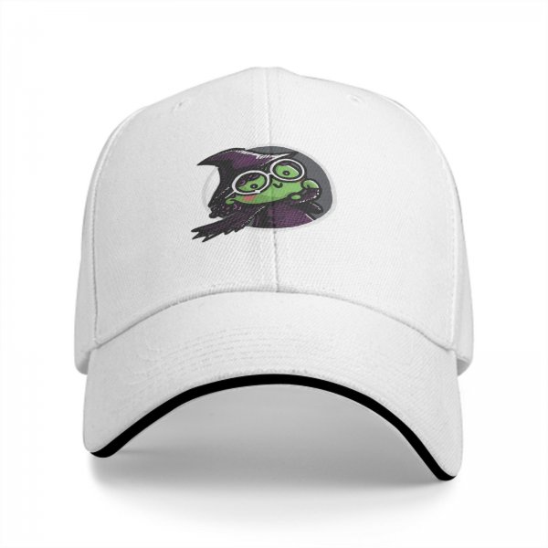 Black Baseball Cap With Cute Witch Frog Graphic Design