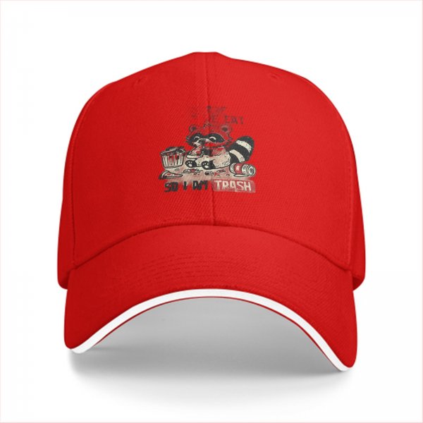 Black Baseball Cap With Raccoon Trash Graphic And Text