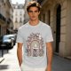 Olive T-Shirt With Whimsical Wizard Cat Garden Door Art