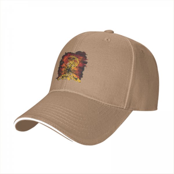 Black Baseball Cap With Mushroom Cloud Explosion Graphic Print