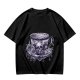Olive T-shirt with Gothic Skull Teacup and Roses Print