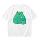 Olive Green T-Shirt With Cute Frog Holding Knife Graphic