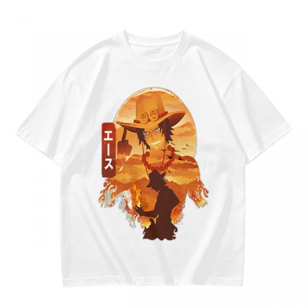 One Piece Portgas D. Ace Graphic Olive T-Shirt