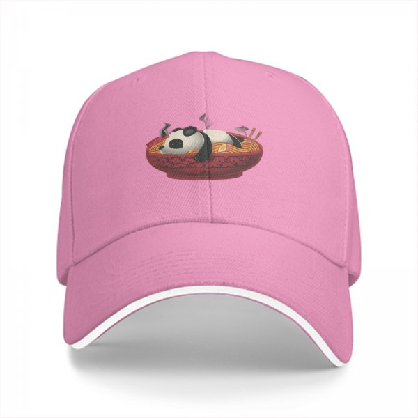 Black Baseball Cap With Panda In Ramen Bowl Graphic