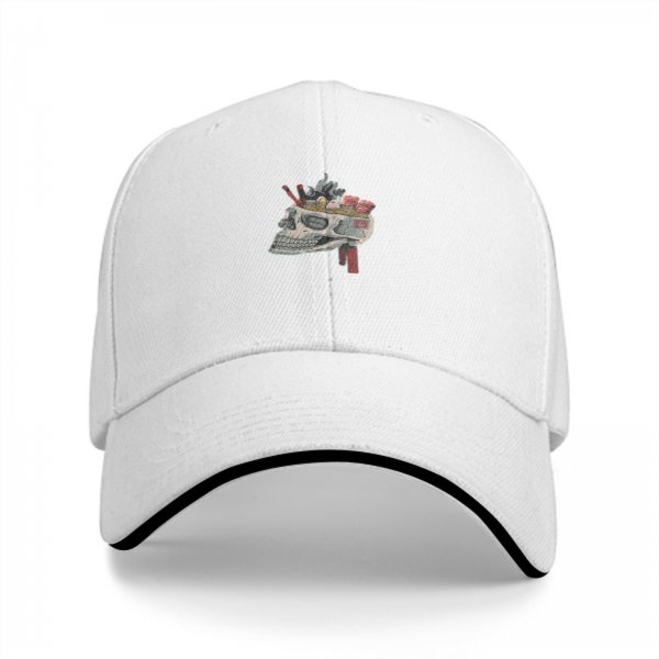 Black Baseball Cap With Skull Sushi Art Print