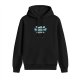 Black graphic hoodie with Procrast Fest themed print