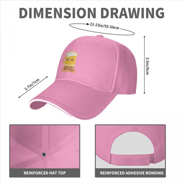 Black baseball cap with cute beer mug graphic and free chugs text