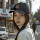 Black Baseball Cap With Cute Potted Plant Creature Print