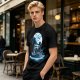 Olive T-Shirt With Dragon Rider Moonlit Fantasy Art Print
