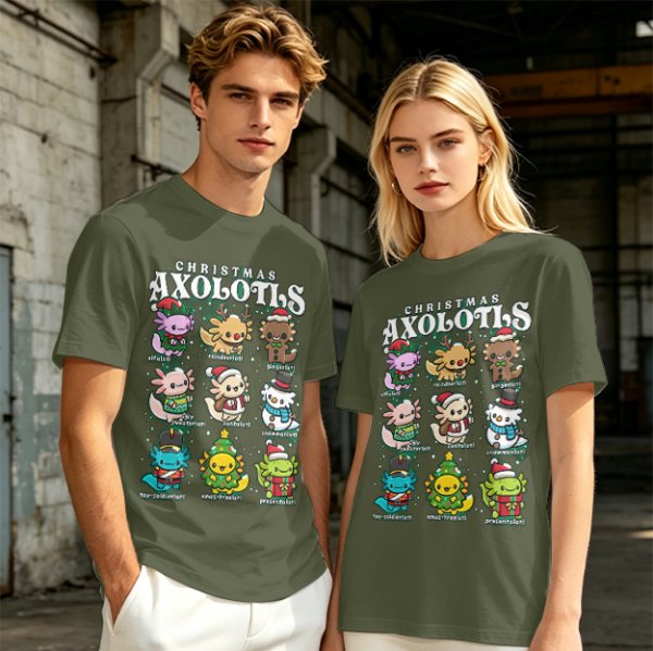 Christmas Axolotls Cute Holiday Graphic T-Shirt Design