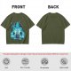 Fantasy warrior ghost print olive green graphic t-shirt