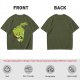 Olive Green T-Shirt With Sad Cartoon Cabbage Graphic
