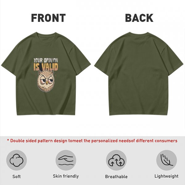 Owl Graphic T-Shirt With 'Your Opinion Is Valid' Text