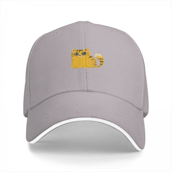 Black Baseball Cap With Cute Worried Orange Tabby Cat Graphic