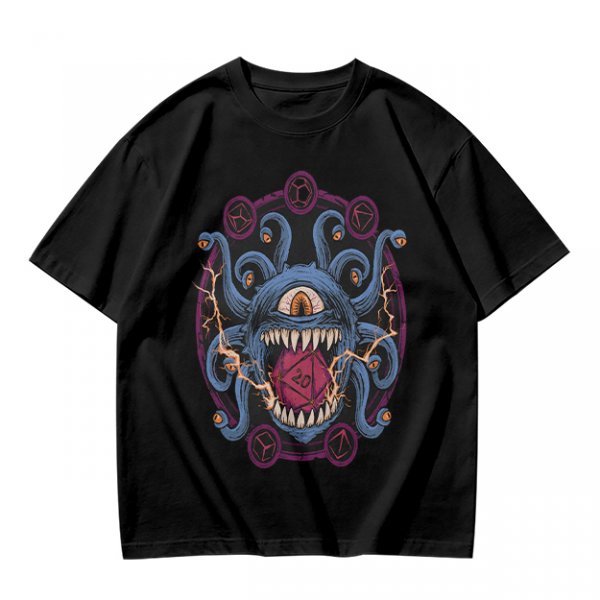 Olive T-Shirt With Dungeons & Dragons Beholder Monster Print