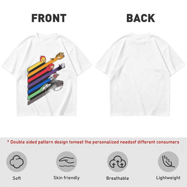 Studio Ghibli Characters Rainbow Stripe Graphic T-Shirt