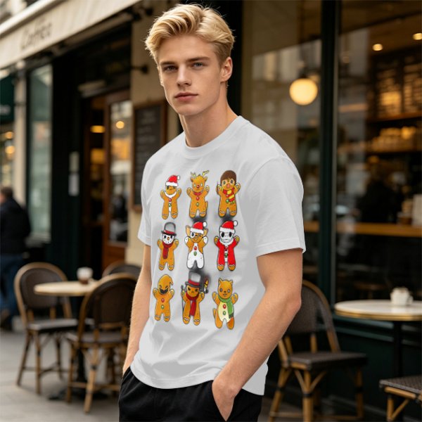 Olive Christmas Gingerbread Character Graphic T-Shirt
