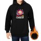 Black hoodie with 'Embrace the Chaos' and cute star graphic