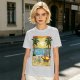 Olive T-Shirt with Beach Scene Print Featuring Totoro and Friends