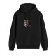 Black hoodie with cute raccoon and devil shadow graphic