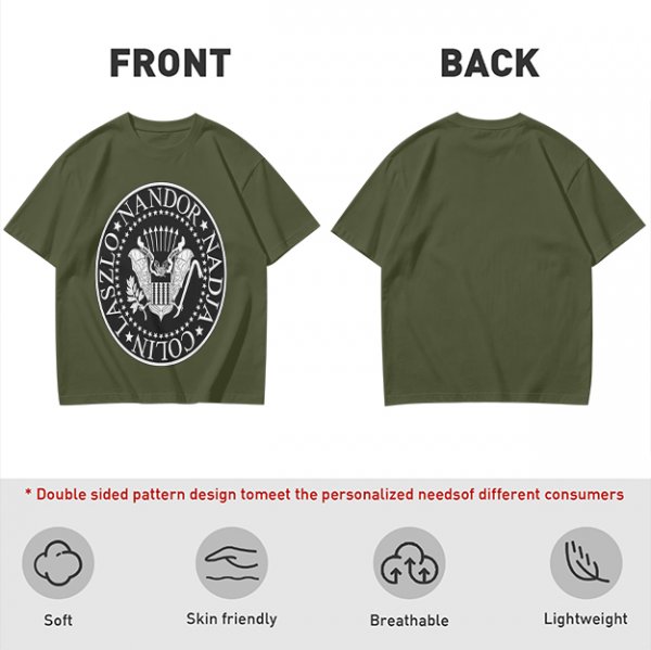 Olive T-Shirt with Vampire Roommates Names Presidential Seal Print